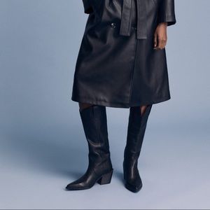 Mango tall leather cowboy boots